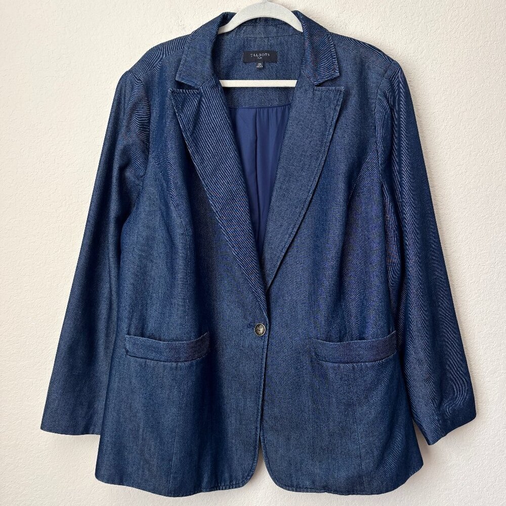 Talbots 20w Classic Denim Blazer Jacket Office Career